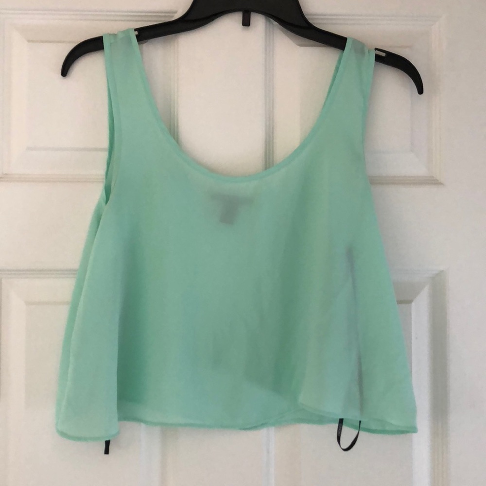 Forever 21 aqua Cropped tank 100% polyester